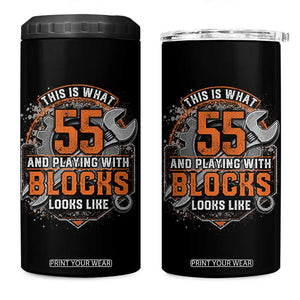 Funny 55th Birthday Mechanic 4 in 1 Can Cooler Tumbler This Is What 55 And Playing With Blocks Looks Like TS12 One Size: 16 oz Black Print Your Wear