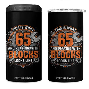 Funny 65th Birthday Mechanic 4 in 1 Can Cooler Tumbler This Is What 65 And Playing With Blocks Looks Like TS12 One Size: 16 oz Black Print Your Wear