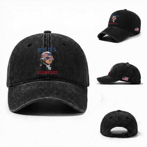 WTF is A Kilometer Washed Cotton Baseball Cap Funny 4th of July Founding Father