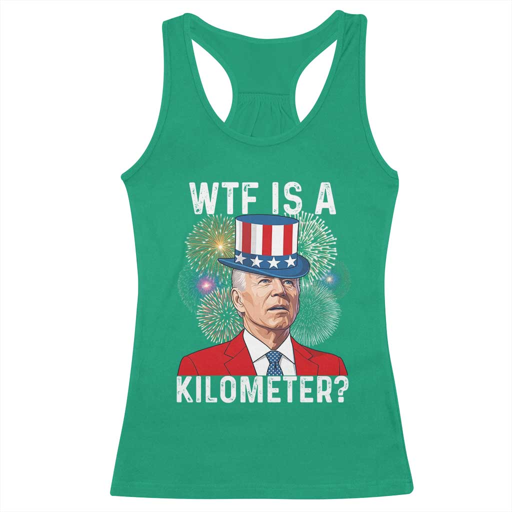 WTF is A Kilometer Racerback Tank Top Funny 4th of July