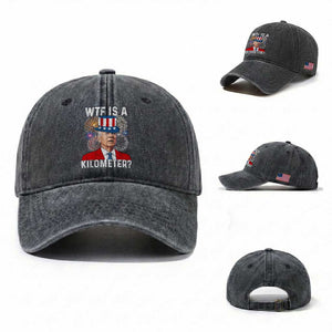 WTF is A Kilometer Washed Cotton Baseball Cap Funny 4th of July