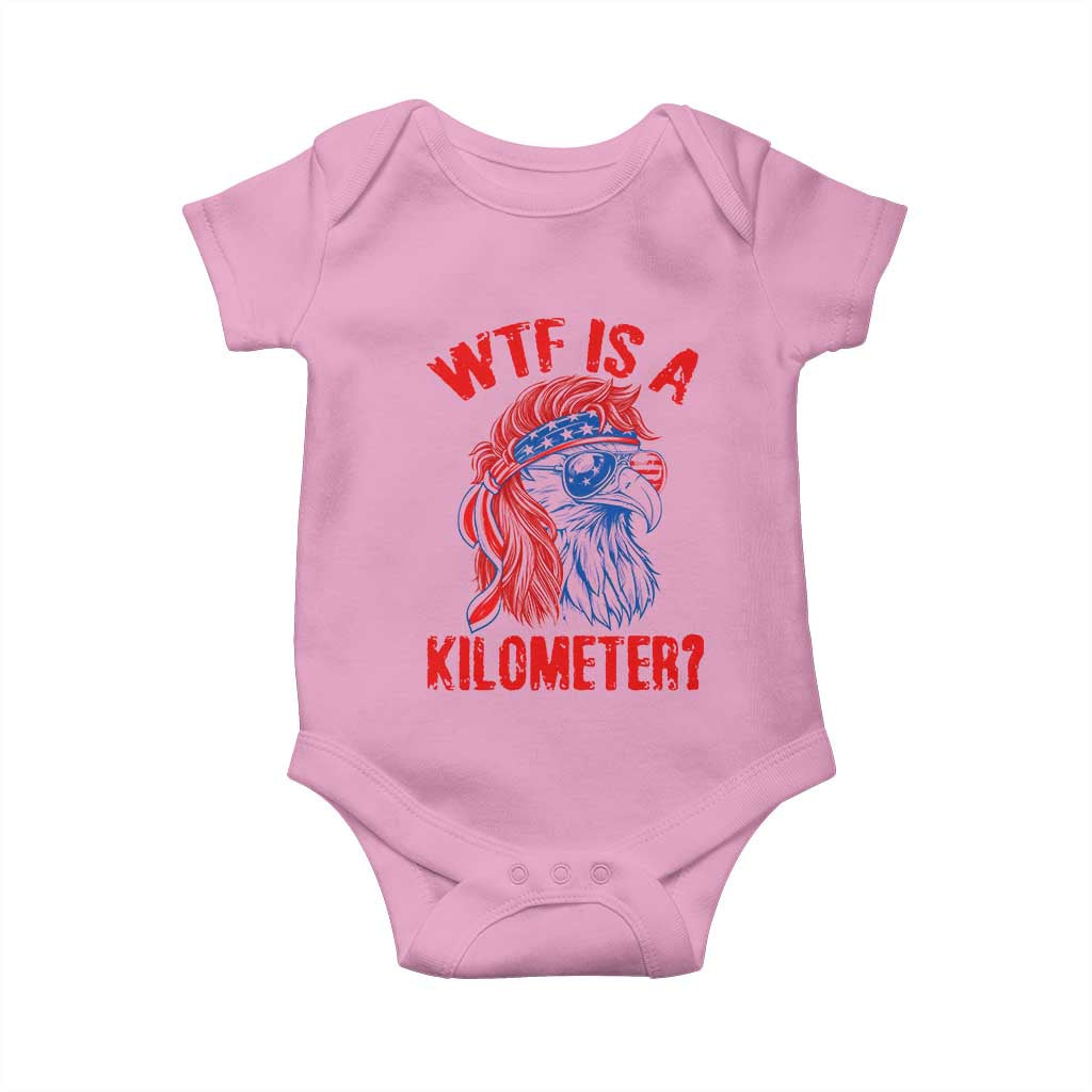 WTF is A Kilometer Baby Onesie Patriotic Eagle 4th of July USA American Flag
