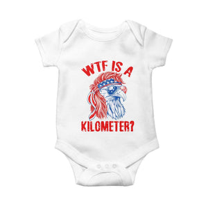 WTF is A Kilometer Baby Onesie Patriotic Eagle 4th of July USA American Flag