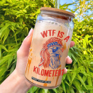 WTF is A Kilometer Glass Can Patriotic Eagle 4th of July USA American Flag