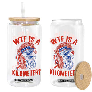 WTF is A Kilometer Glass Can Patriotic Eagle 4th of July USA American Flag