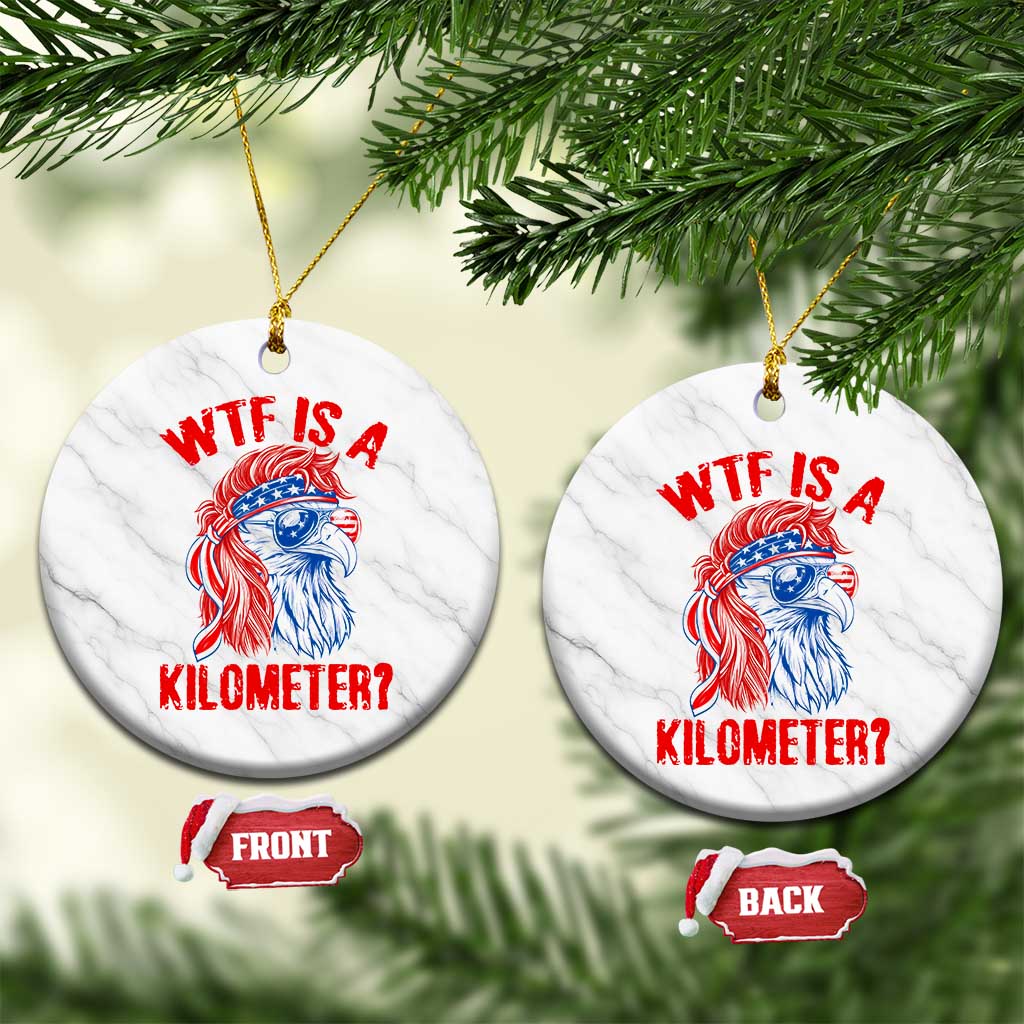 WTF is A Kilometer Ceramic Ornament Patriotic Eagle 4th of July USA American Flag