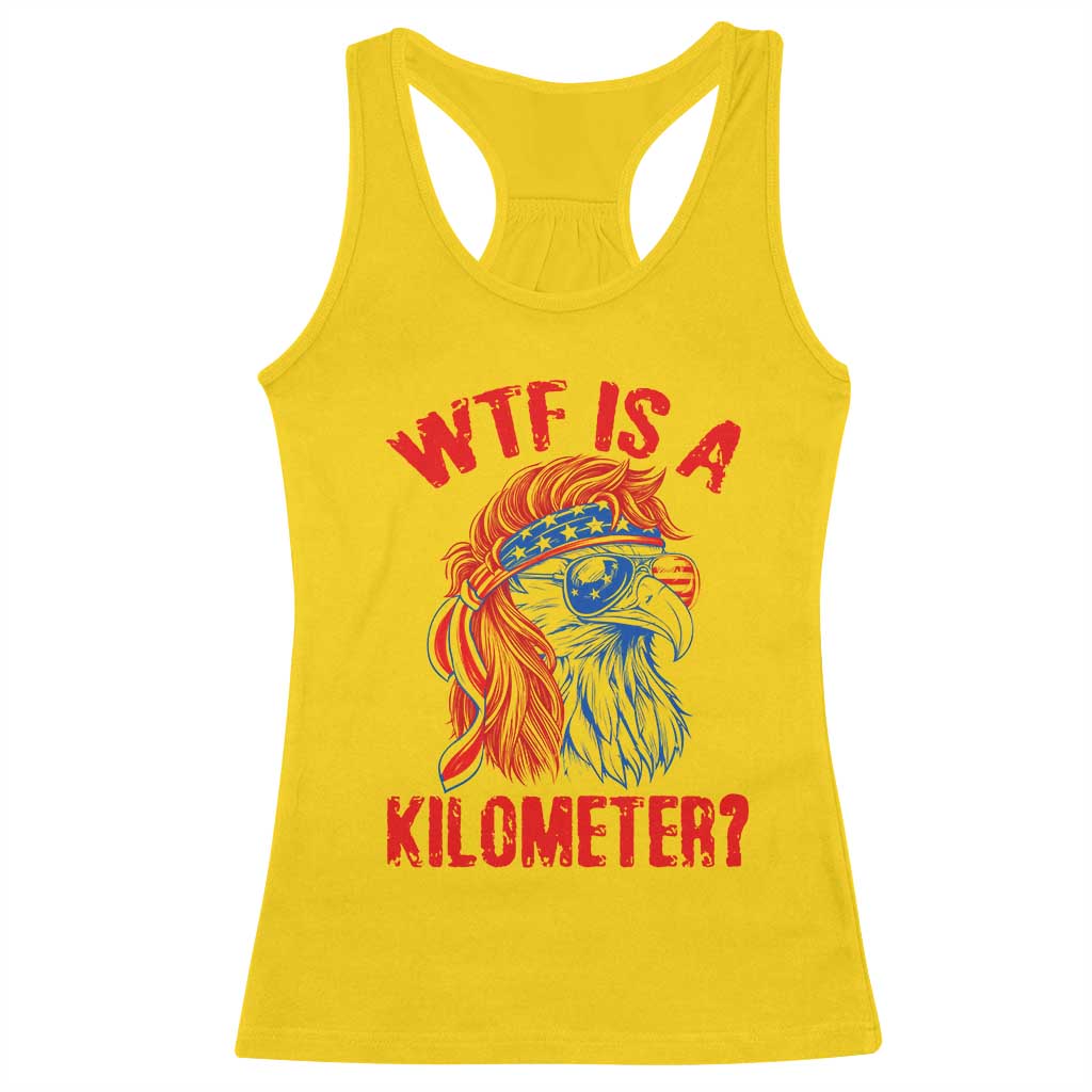 WTF is A Kilometer Racerback Tank Top Patriotic Eagle 4th of July USA American Flag
