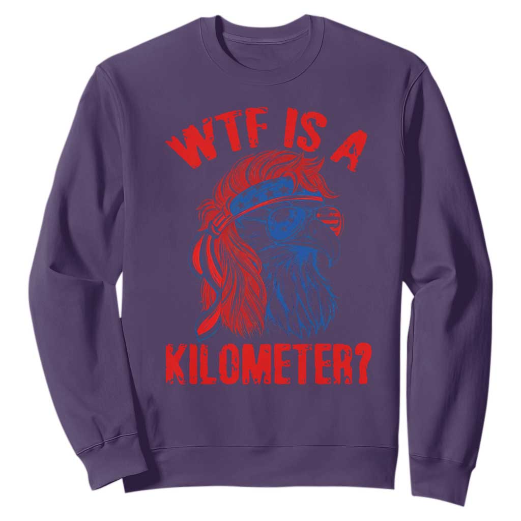 WTF is A Kilometer Sweatshirt Patriotic Eagle 4th of July USA American Flag