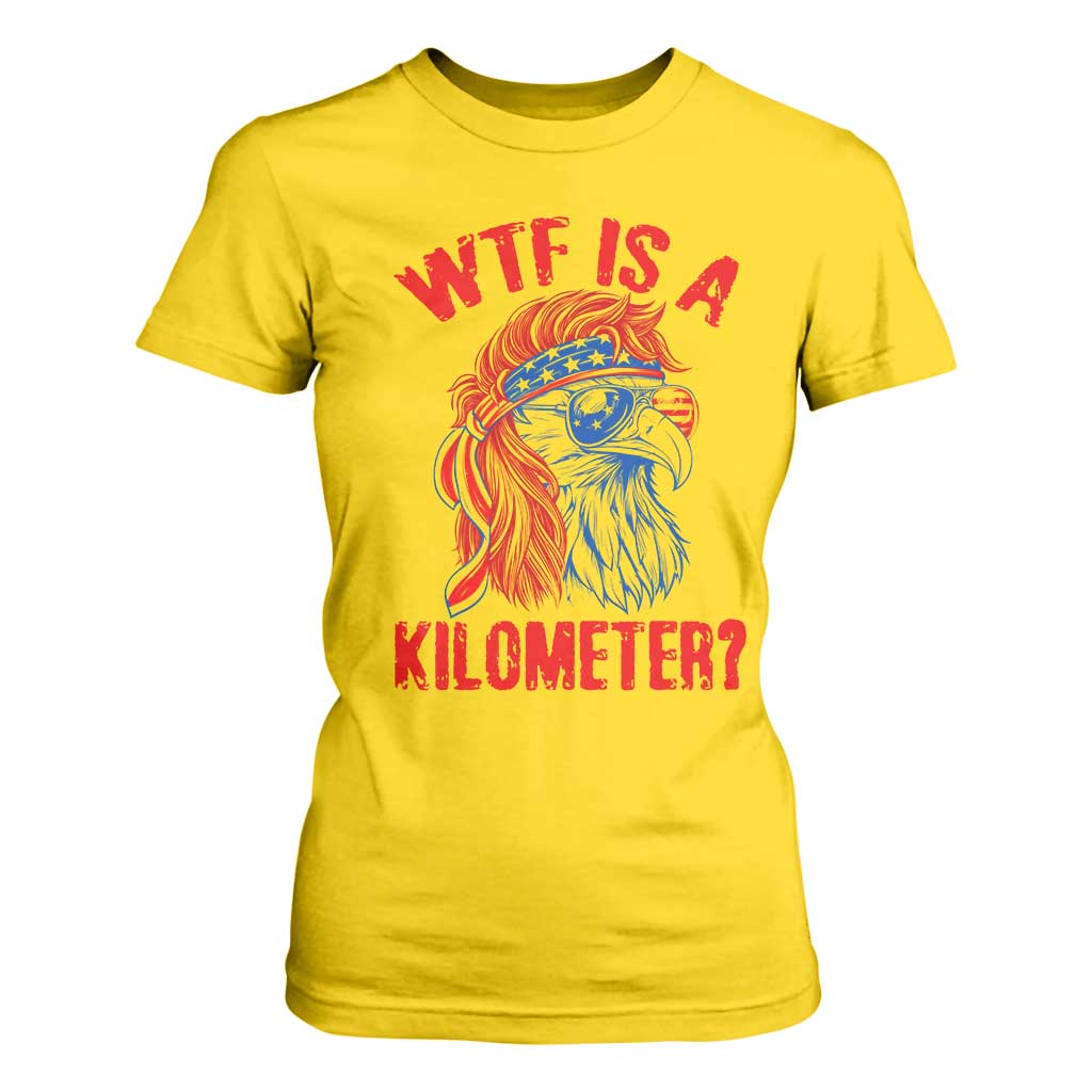 WTF is A Kilometer T Shirt For Women Patriotic Eagle 4th of July USA American Flag
