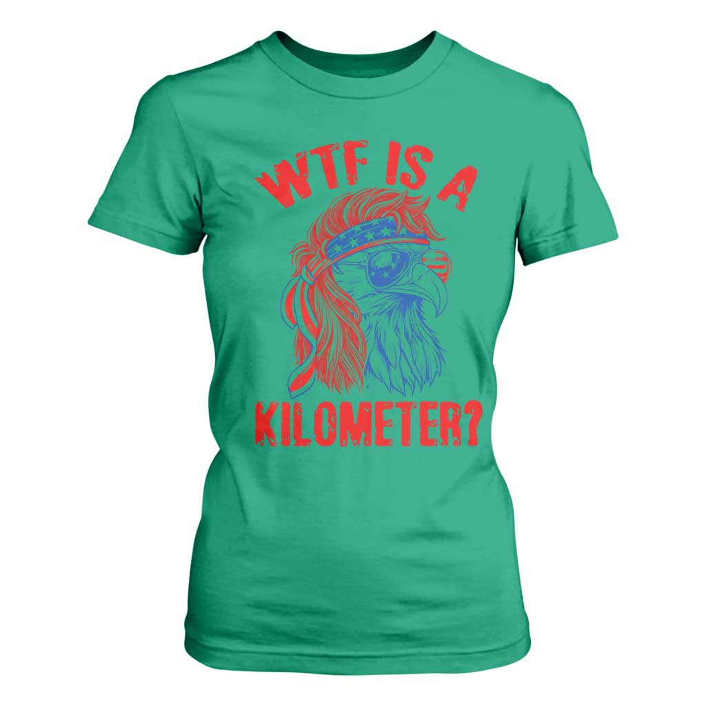 WTF is A Kilometer T Shirt For Women Patriotic Eagle 4th of July USA American Flag