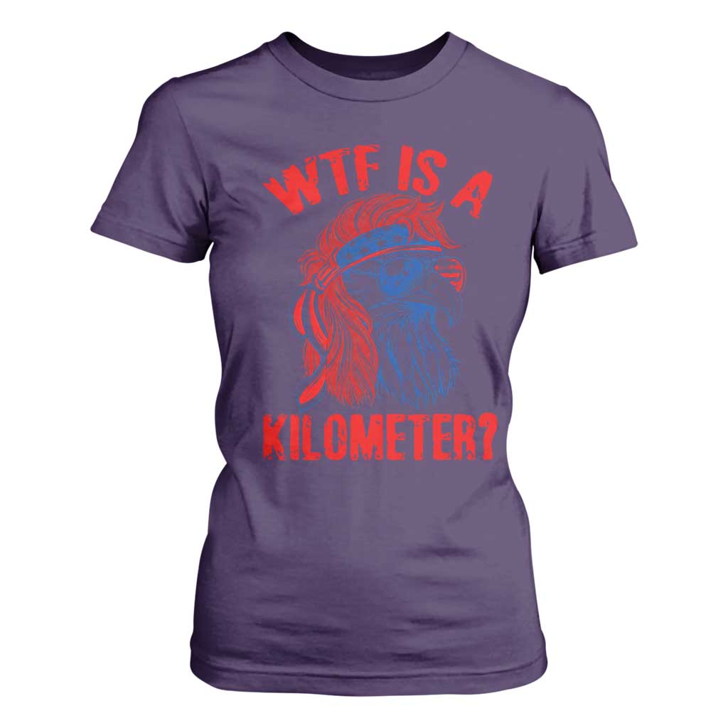 WTF is A Kilometer T Shirt For Women Patriotic Eagle 4th of July USA American Flag
