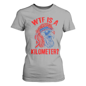 WTF is A Kilometer T Shirt For Women Patriotic Eagle 4th of July USA American Flag
