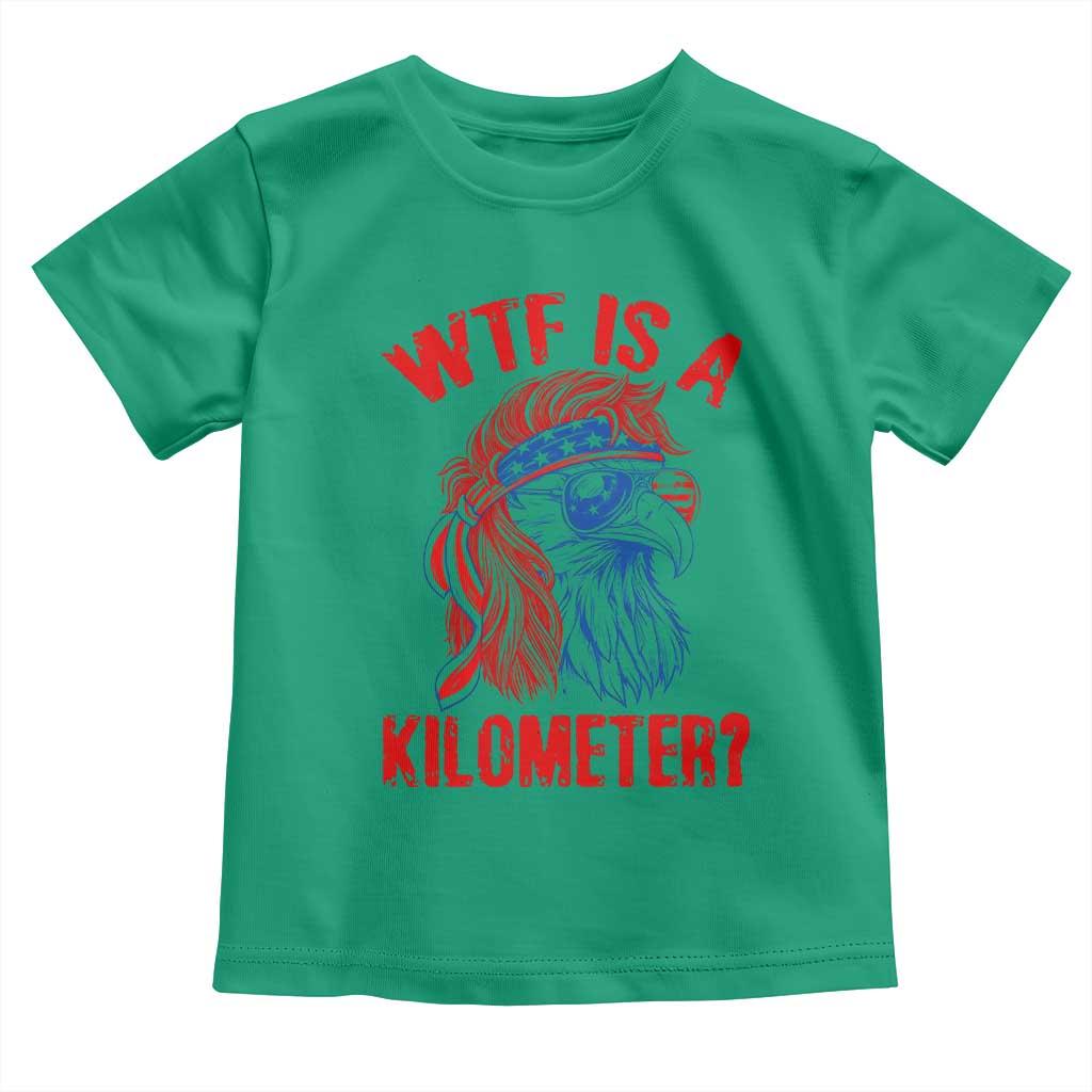 WTF is A Kilometer Toddler T Shirt Patriotic Eagle 4th of July USA American Flag