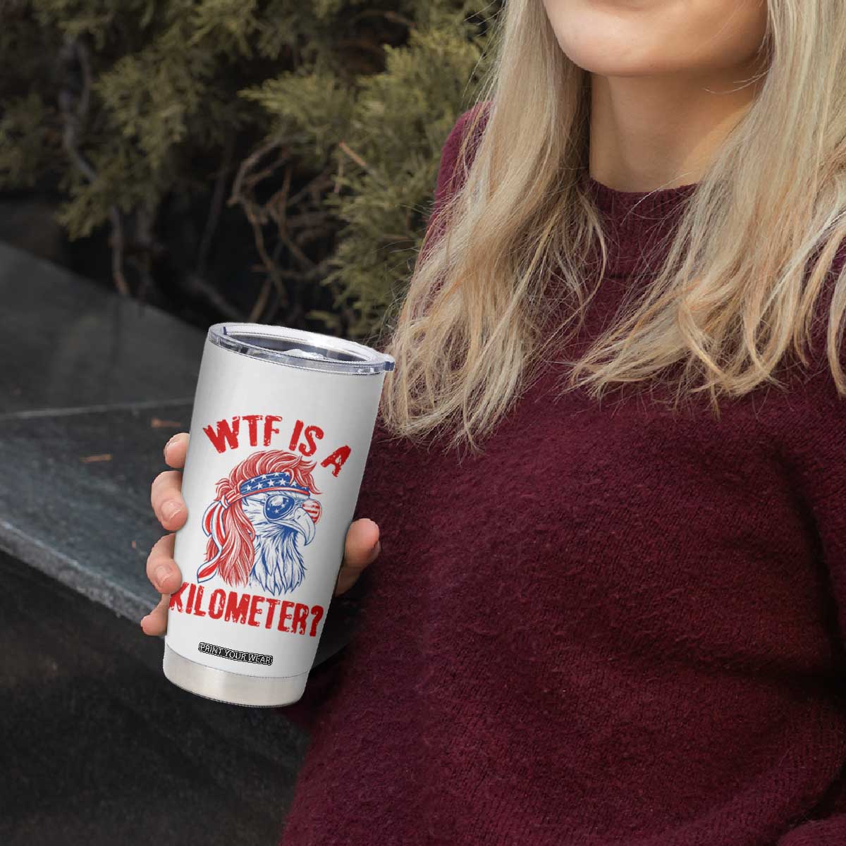 WTF is A Kilometer Tumbler Cup Patriotic Eagle 4th of July USA American Flag
