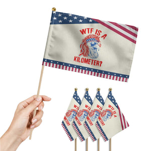 WTF is A Kilometer Patriotic Handheld Flag Eagle 4th of July USA American Flag
