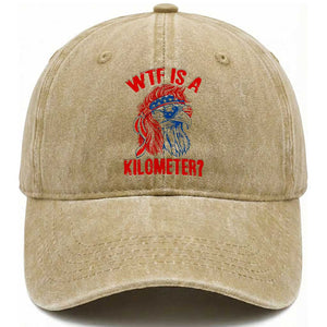 WTF is A Kilometer Washed Cotton Baseball Cap Patriotic Eagle 4th of July USA American Flag