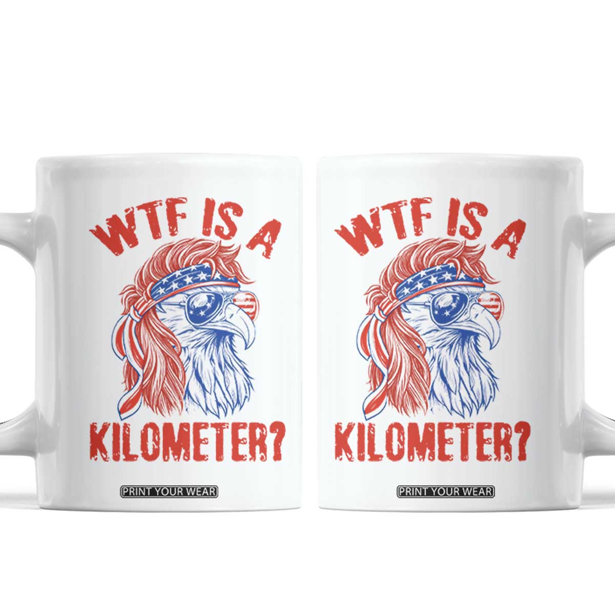 WTF is A Kilometer Coffee Mug Patriotic Eagle 4th of July USA American Flag
