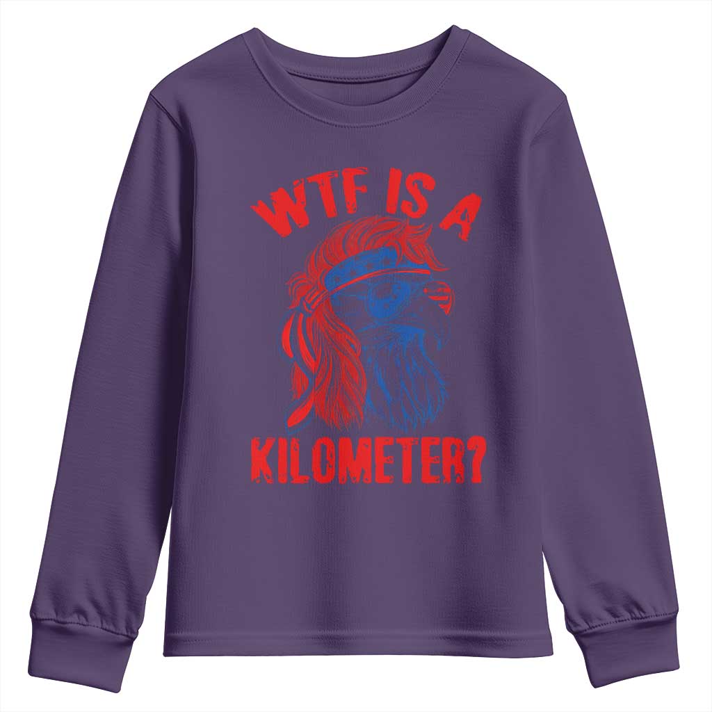 WTF is A Kilometer Youth Sweatshirt Patriotic Eagle 4th of July USA American Flag