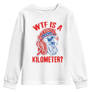 WTF is A Kilometer Youth Sweatshirt Patriotic Eagle 4th of July USA American Flag