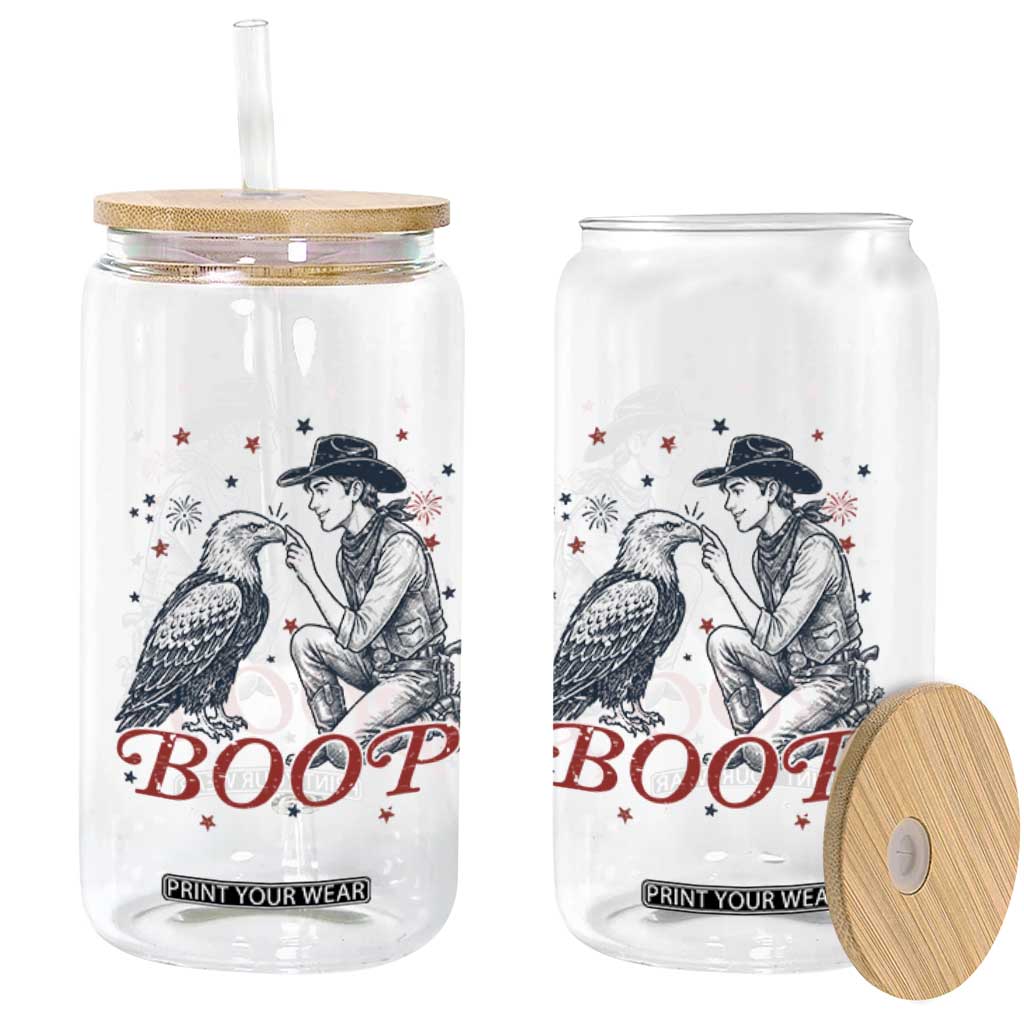 Boop Eagle Glass Can Western Cowboy Patriotic 4th of July