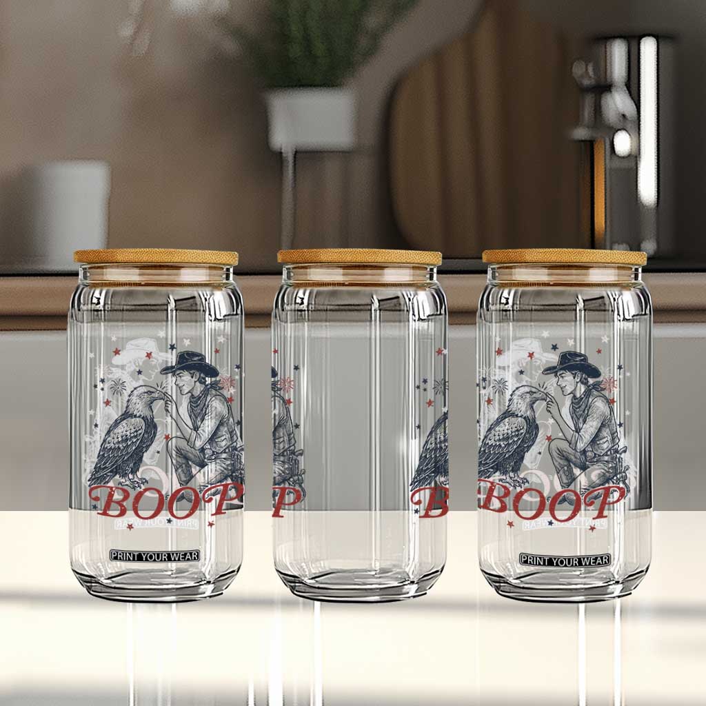 Boop Eagle Glass Can Western Cowboy Patriotic 4th of July