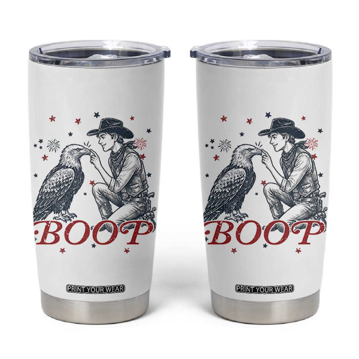 Boop Eagle Tumbler Cup Western Cowboy Patriotic 4th of July