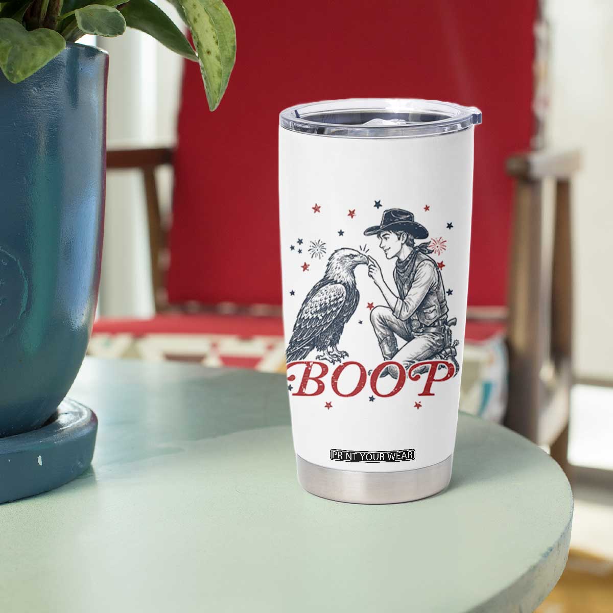 Boop Eagle Tumbler Cup Western Cowboy Patriotic 4th of July