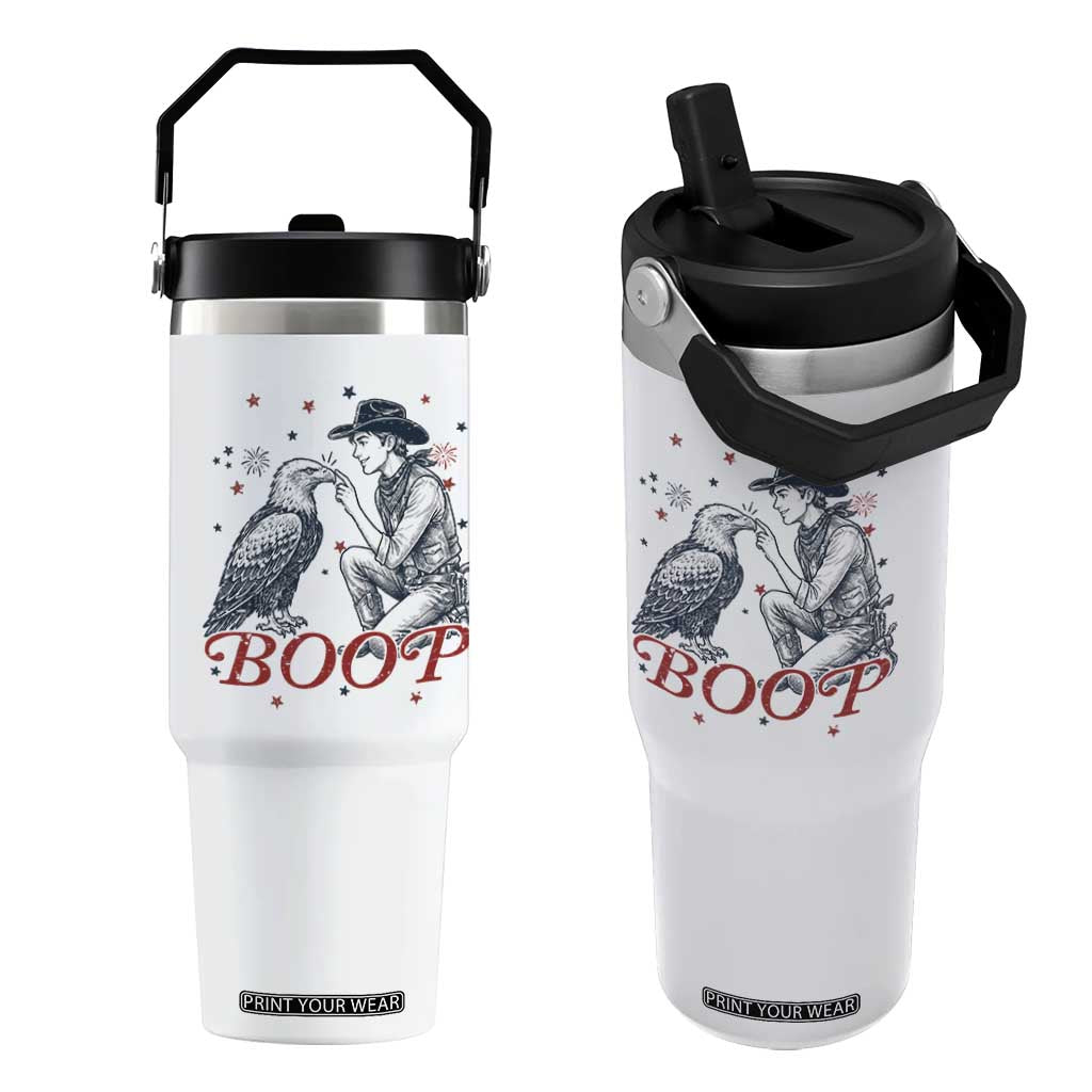 Boop Eagle Flip Straw Tumbler Western Cowboy Patriotic 4th of July