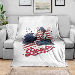 Boop Eagle Throw Blanket Western Cowgirl Patriotic USA American 4th of July