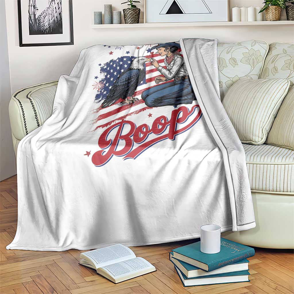 Boop Eagle Throw Blanket Western Cowgirl Patriotic USA American 4th of July