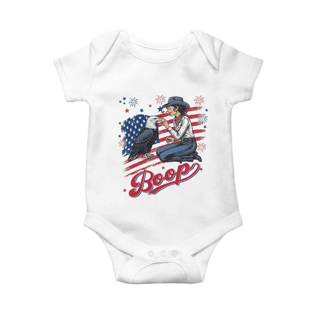 Boop Eagle Baby Onesie Western Cowgirl Patriotic USA American 4th of July TS14 White Print Your Wear