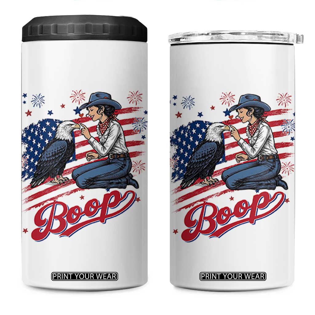 Boop Eagle 4 in 1 Can Cooler Tumbler Western Cowgirl Patriotic USA American 4th of July