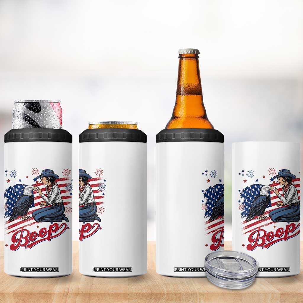 Boop Eagle 4 in 1 Can Cooler Tumbler Western Cowgirl Patriotic USA American 4th of July