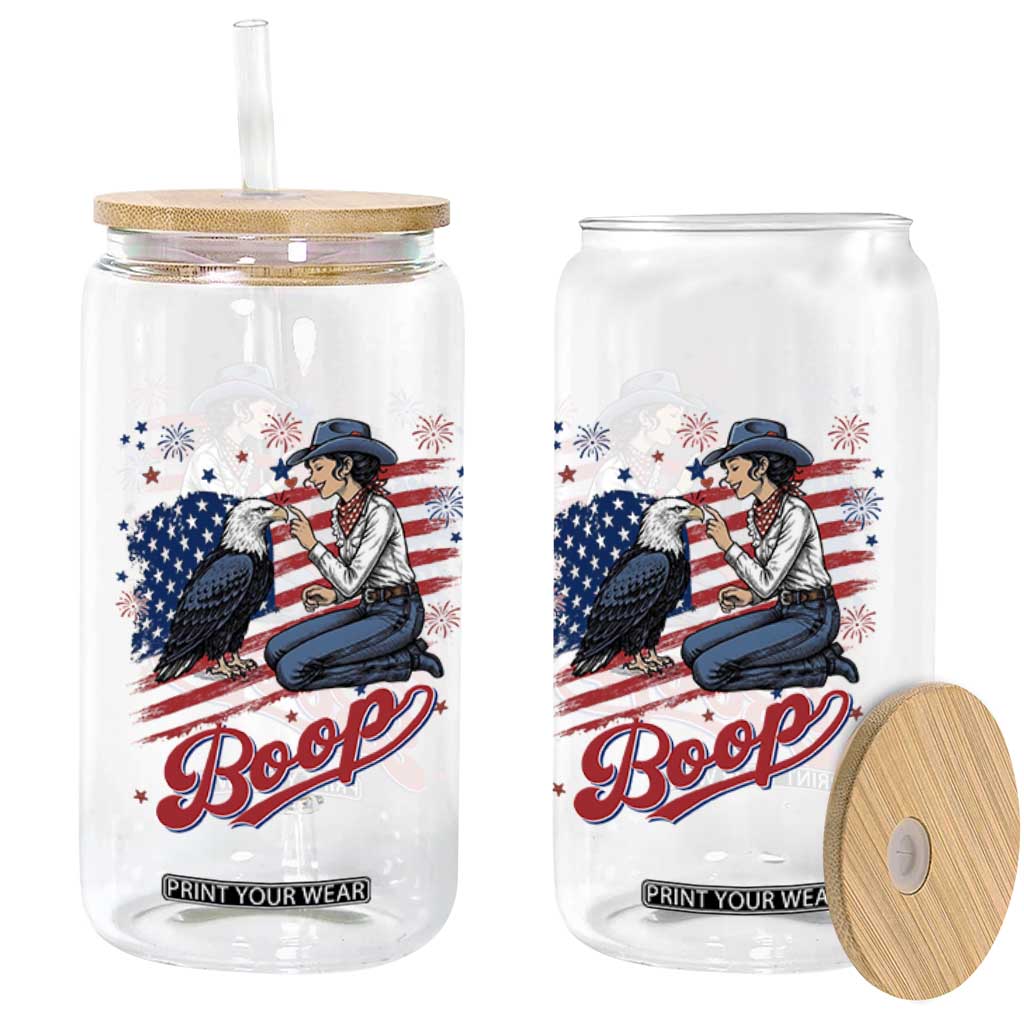 Boop Eagle Glass Can Western Cowgirl Patriotic USA American 4th of July