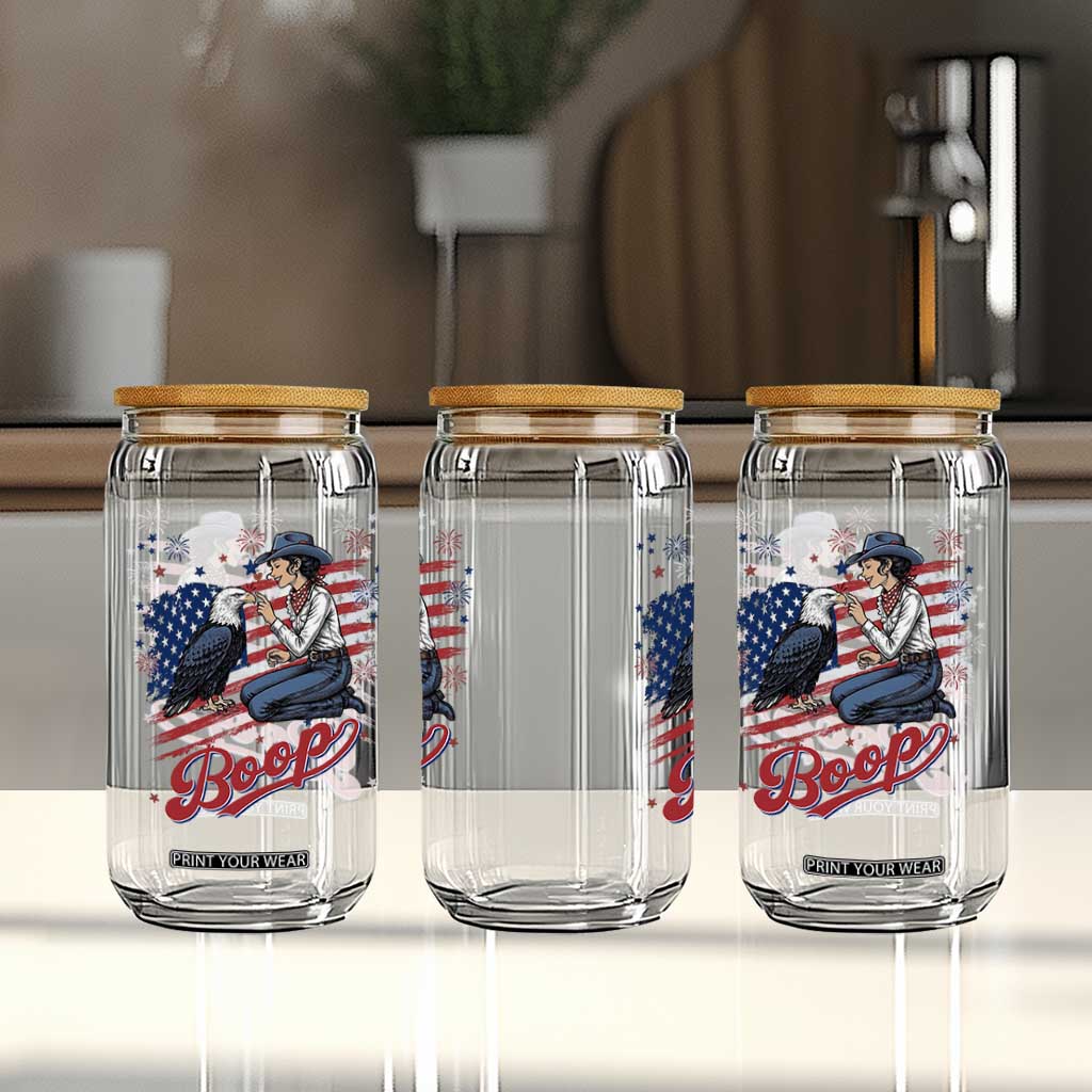 Boop Eagle Glass Can Western Cowgirl Patriotic USA American 4th of July