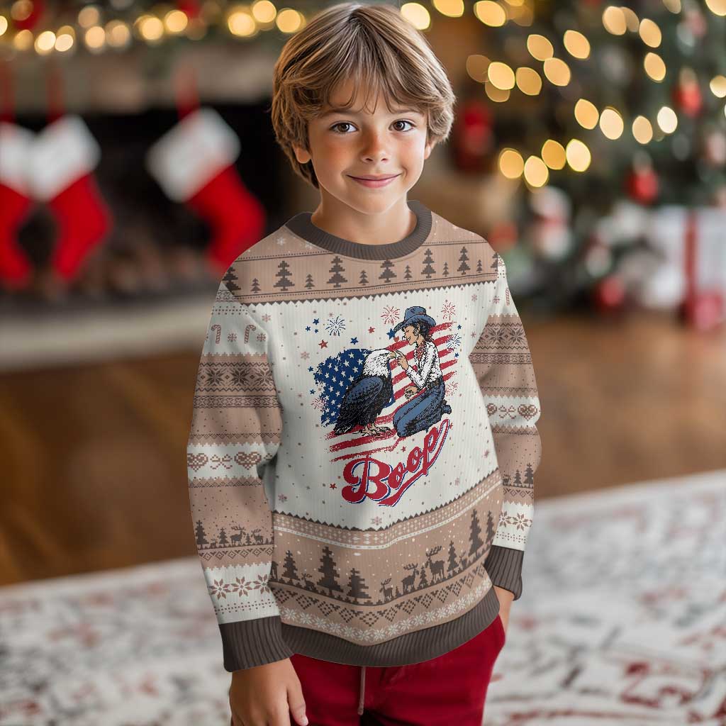 Boop Eagle Ugly Christmas Sweater Western Cowgirl Patriotic USA American 4th of July