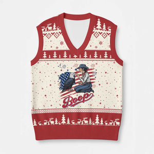 Boop Eagle V-Neck Knit Sweater Vest Western Cowgirl Patriotic USA American 4th of July