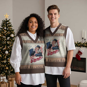 Boop Eagle V-Neck Knit Sweater Vest Western Cowgirl Patriotic USA American 4th of July