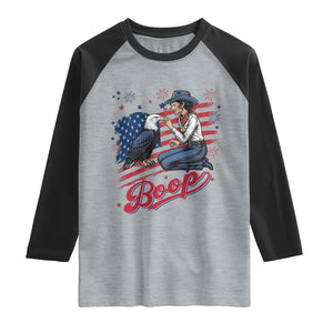 Boop Eagle Raglan Shirt Western Cowgirl Patriotic USA American 4th of July