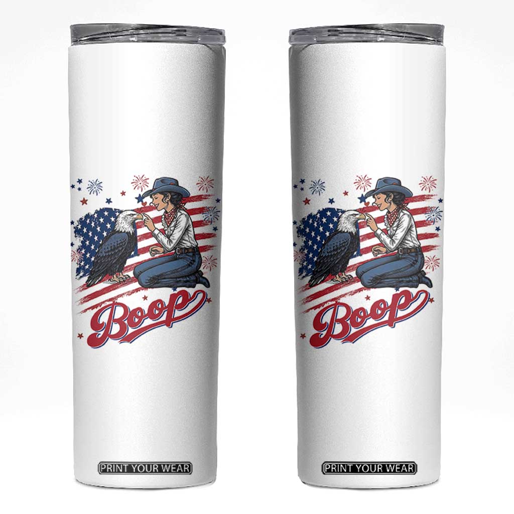 Boop Eagle Skinny Tumbler Western Cowgirl Patriotic USA American 4th of July TS14 White Print Your Wear