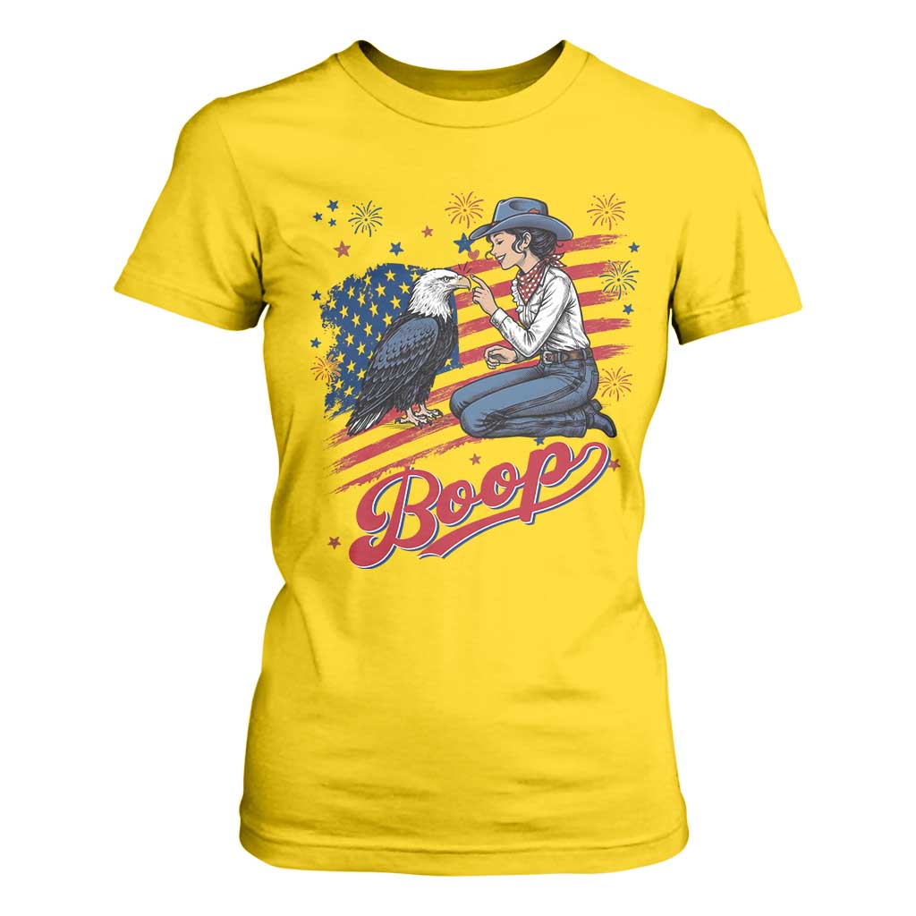 Boop Eagle T Shirt For Women Western Cowgirl Patriotic USA American 4th of July