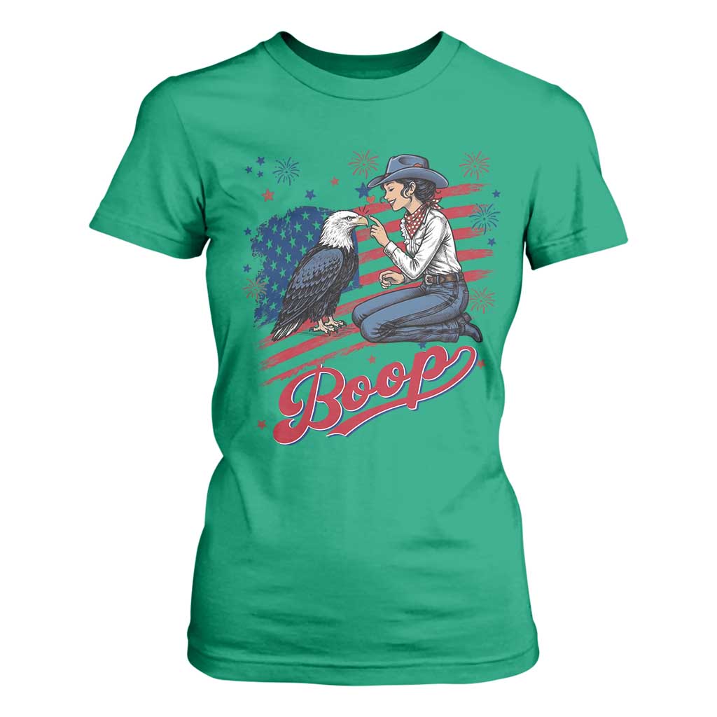 Boop Eagle T Shirt For Women Western Cowgirl Patriotic USA American 4th of July