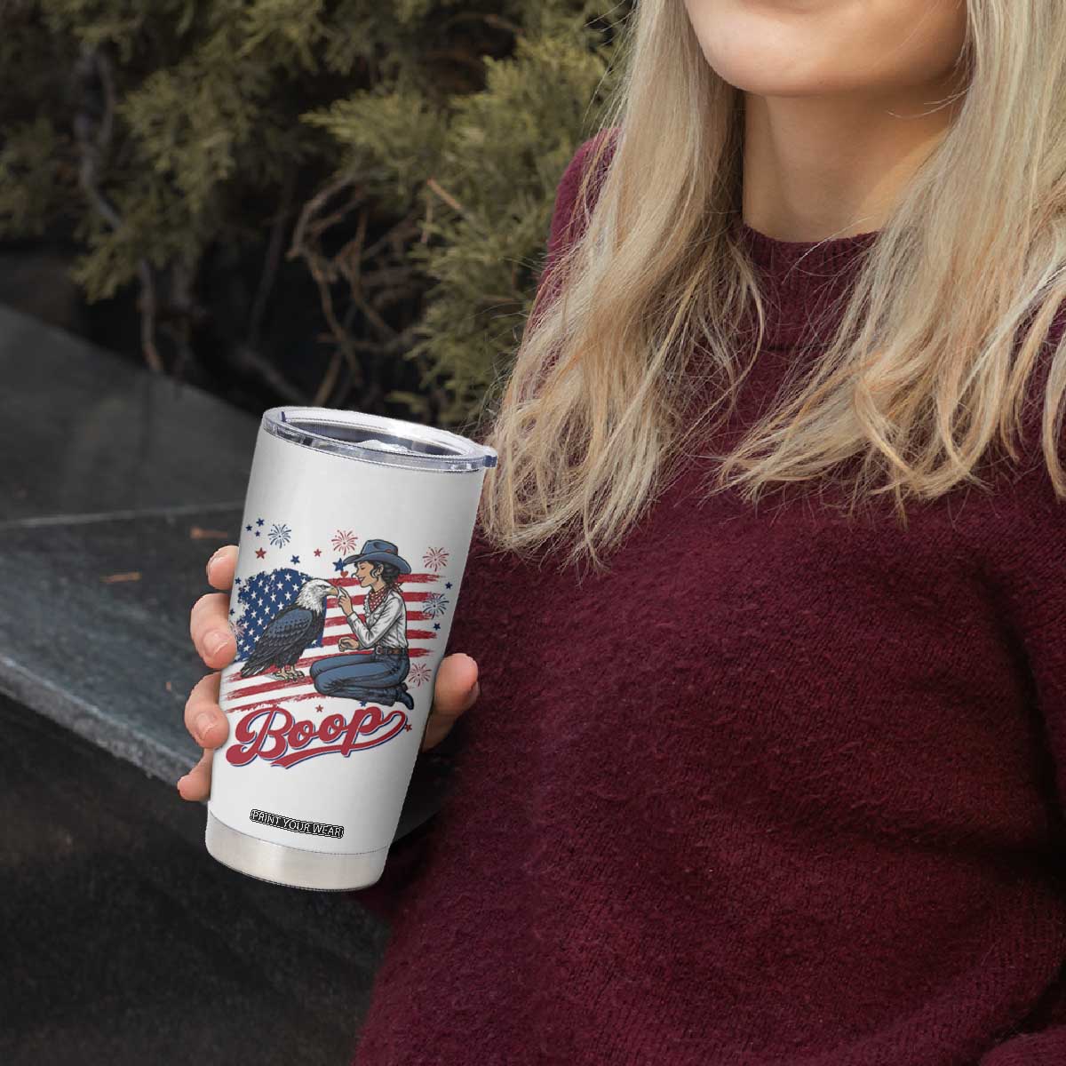Boop Eagle Tumbler Cup Western Cowgirl Patriotic USA American 4th of July