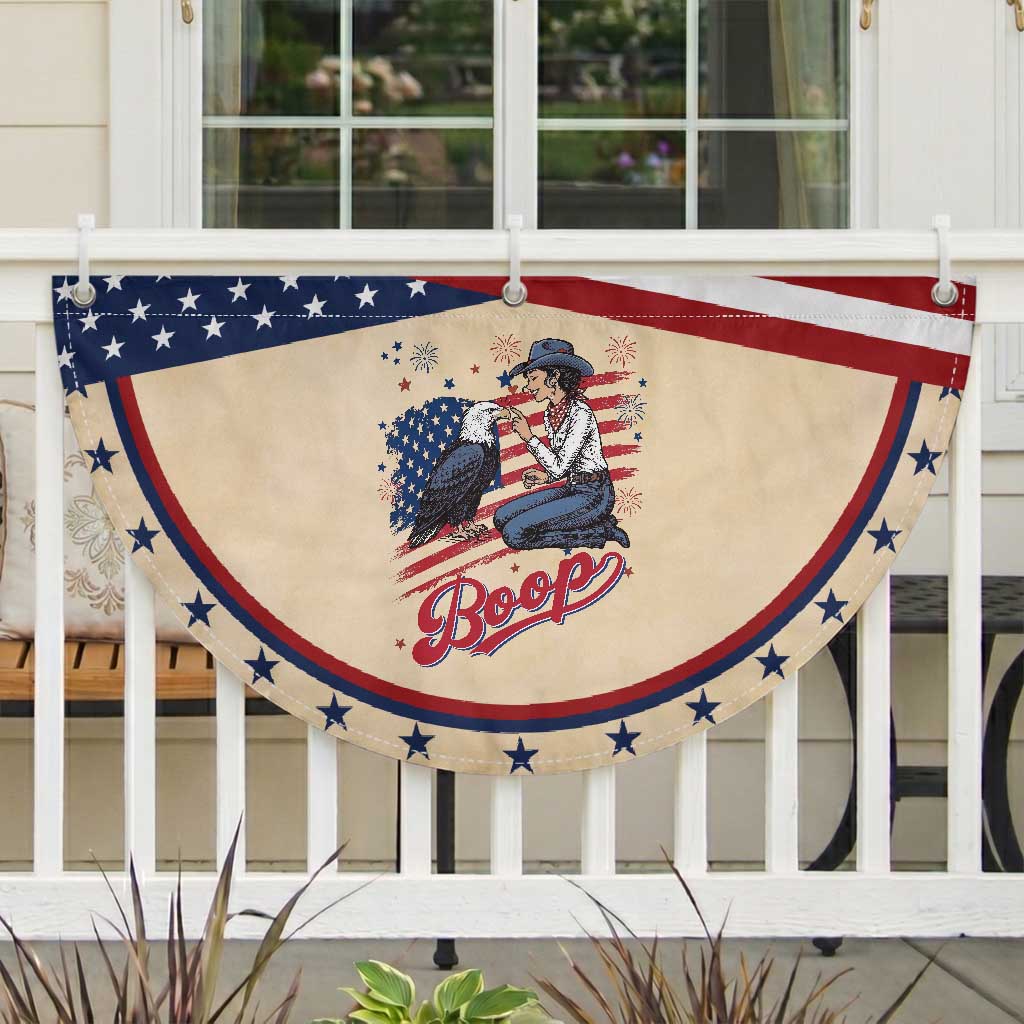 Boop Eagle Patriotic Fan Flag Western Cowgirl USA American 4th of July