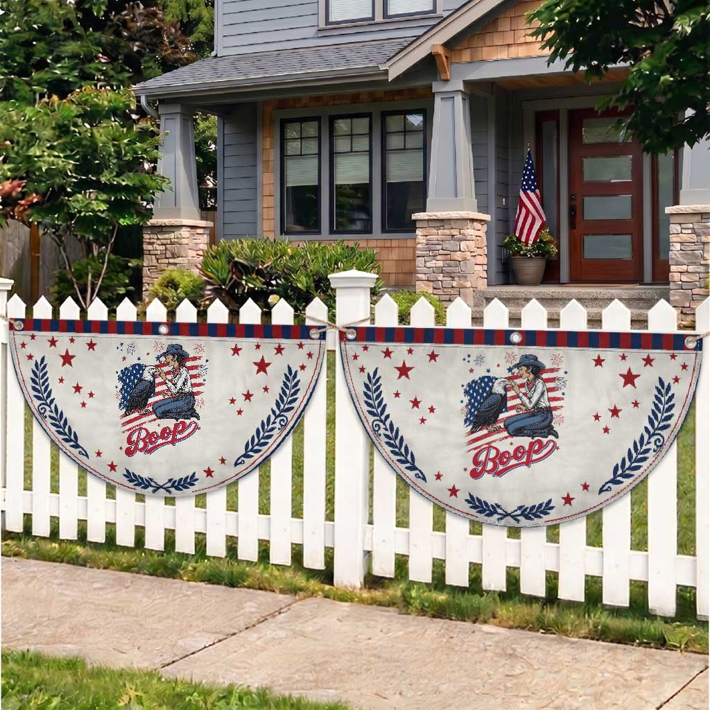 Boop Eagle Patriotic Fan Flag Western Cowgirl USA American 4th of July