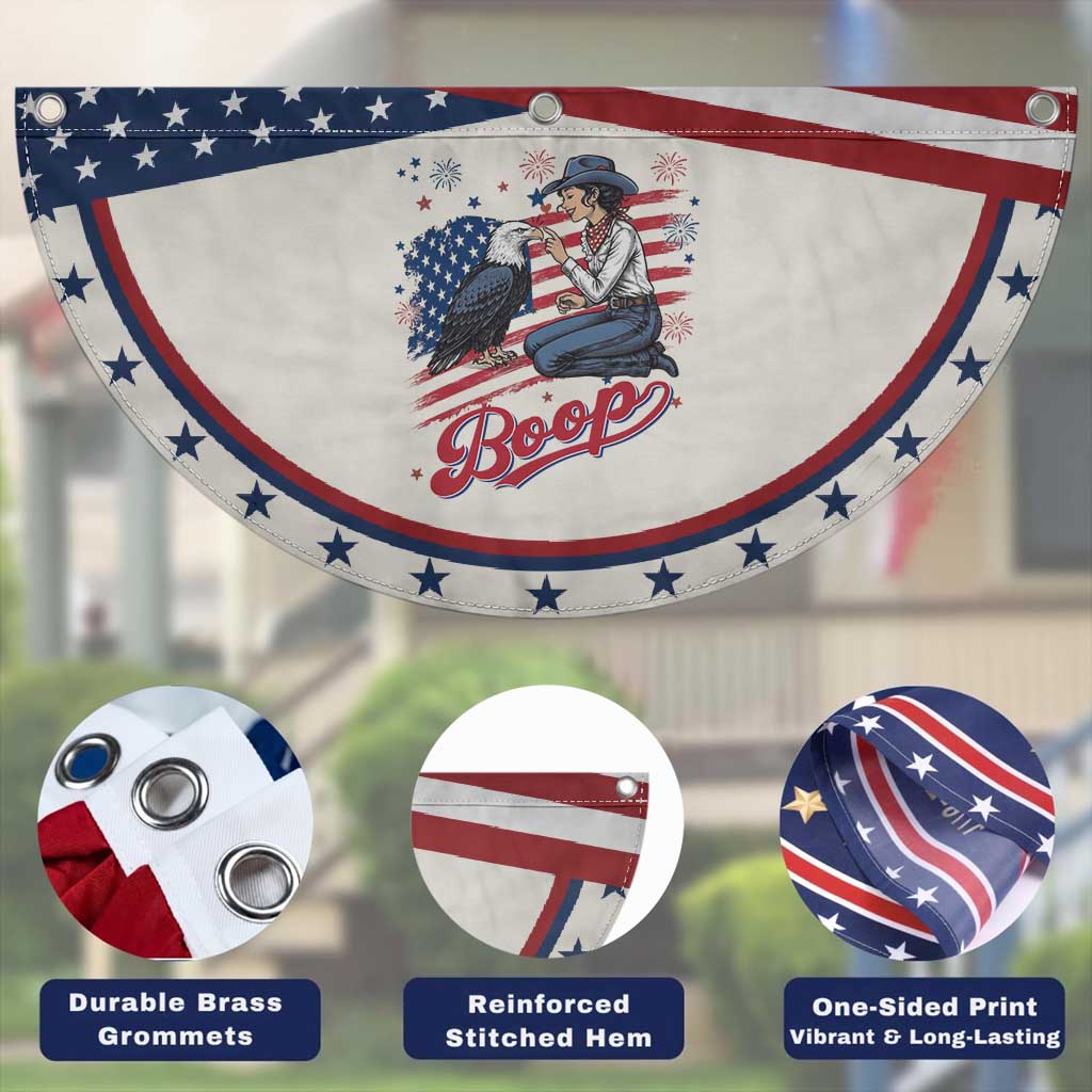 Boop Eagle Patriotic Fan Flag Western Cowgirl USA American 4th of July