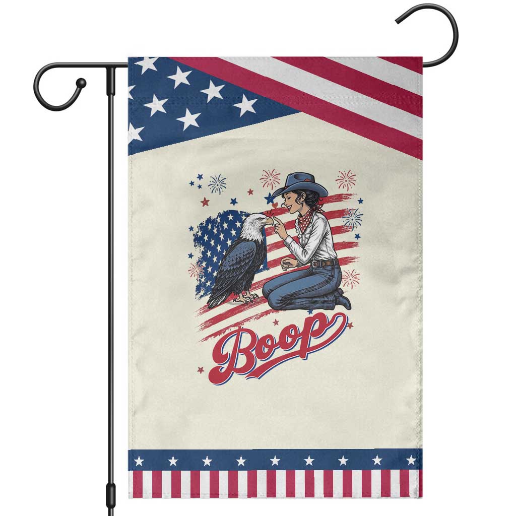 Boop Eagle Patriotic Garden Flag Western Cowgirl USA American 4th of July