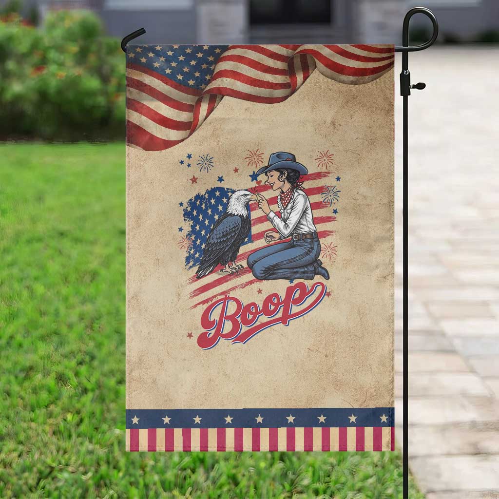 Boop Eagle Patriotic Garden Flag Western Cowgirl USA American 4th of July