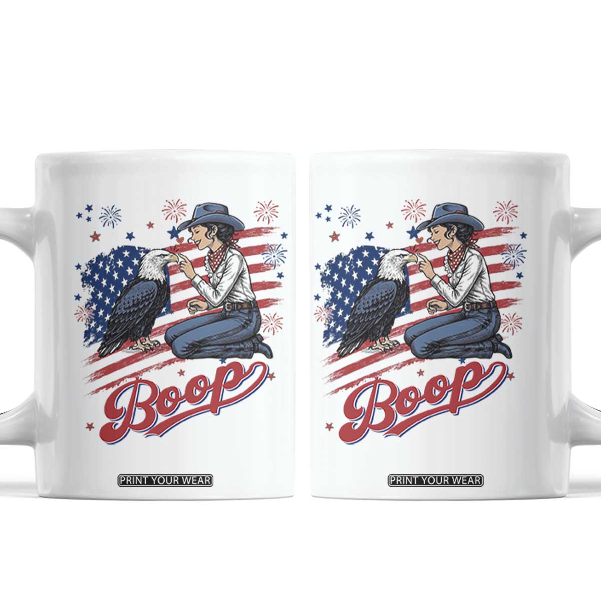 Boop Eagle Coffee Mug Western Cowgirl Patriotic USA American 4th of July