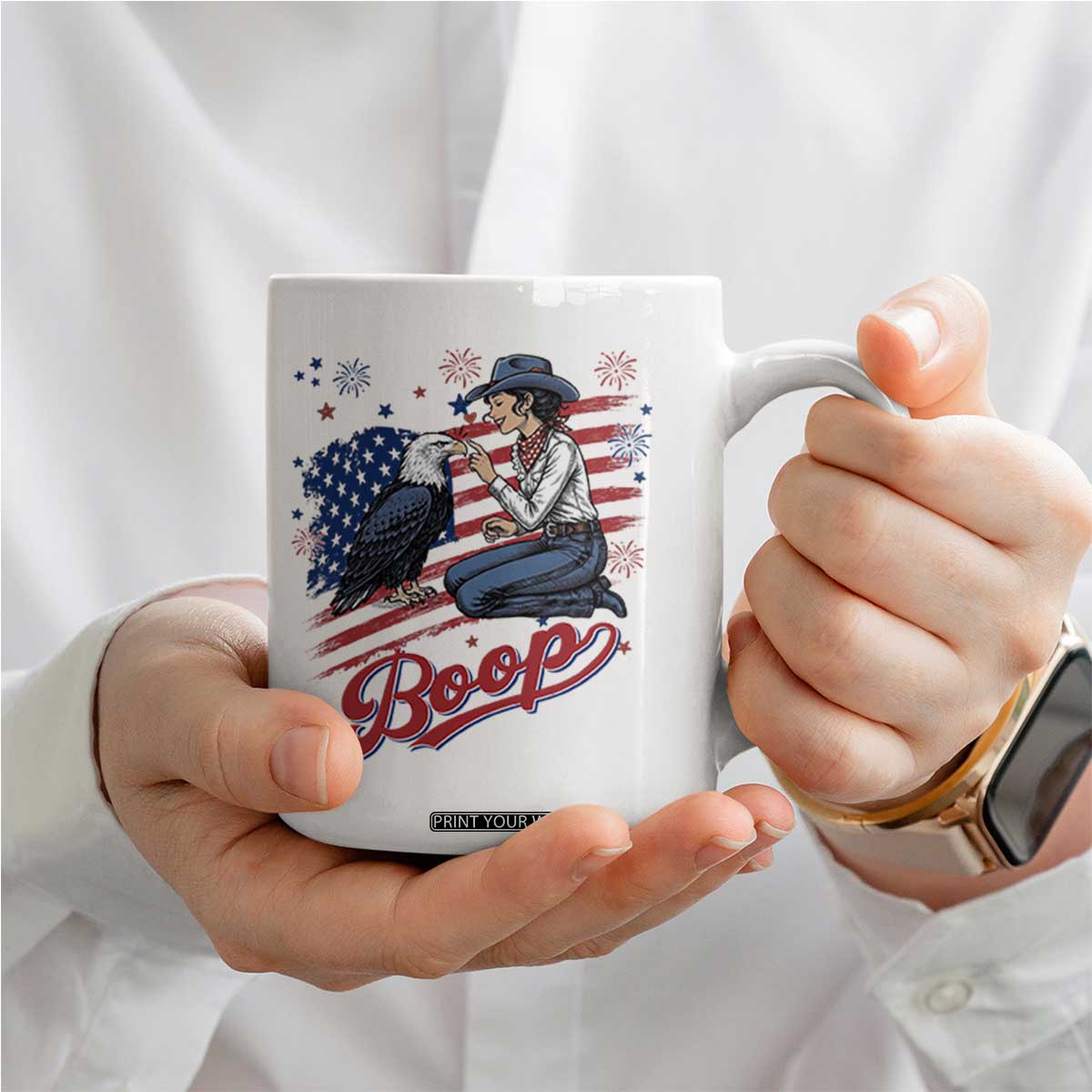 Boop Eagle Coffee Mug Western Cowgirl Patriotic USA American 4th of July